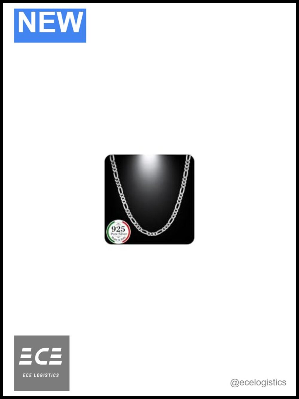 925 Sterling Silver Figaro Chain Necklace Italian 7mm 22" Men